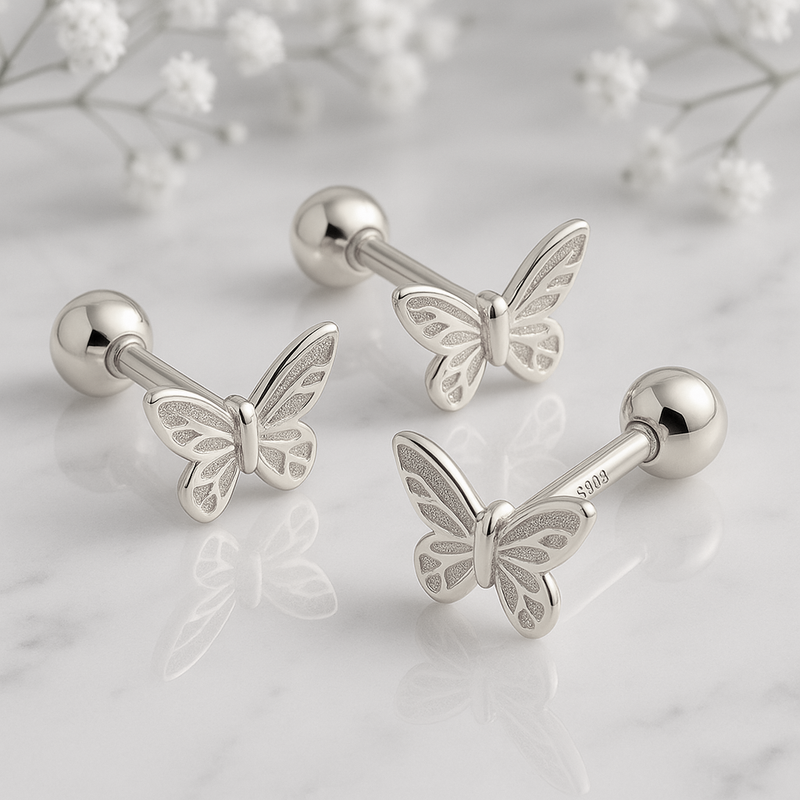 Pendiente Mini Mariposa Plata