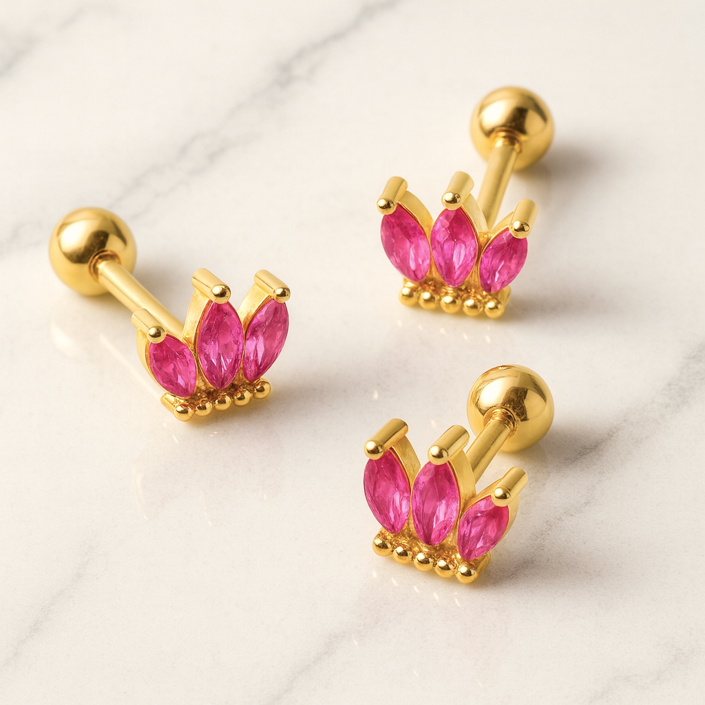 Pendiente Tulipán Rosa Oro