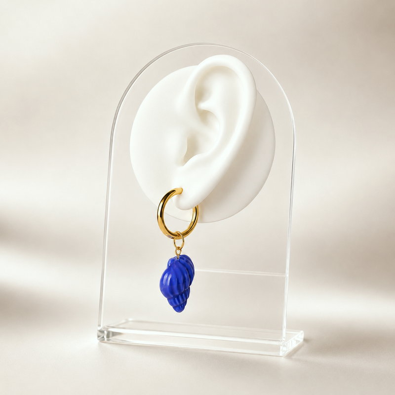 Aros Medium Basic Caracola Azul Oro