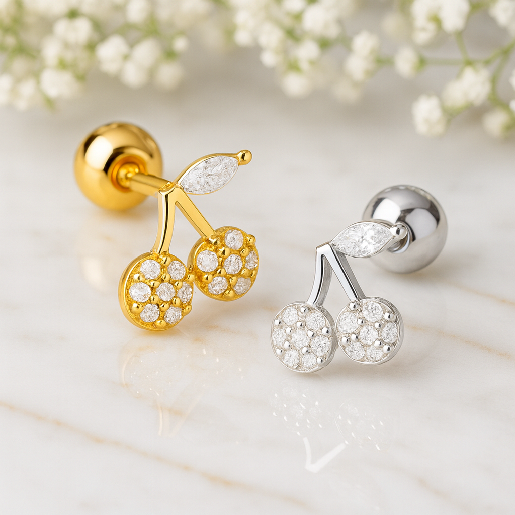 Pendiente Shiny Cherry Plata