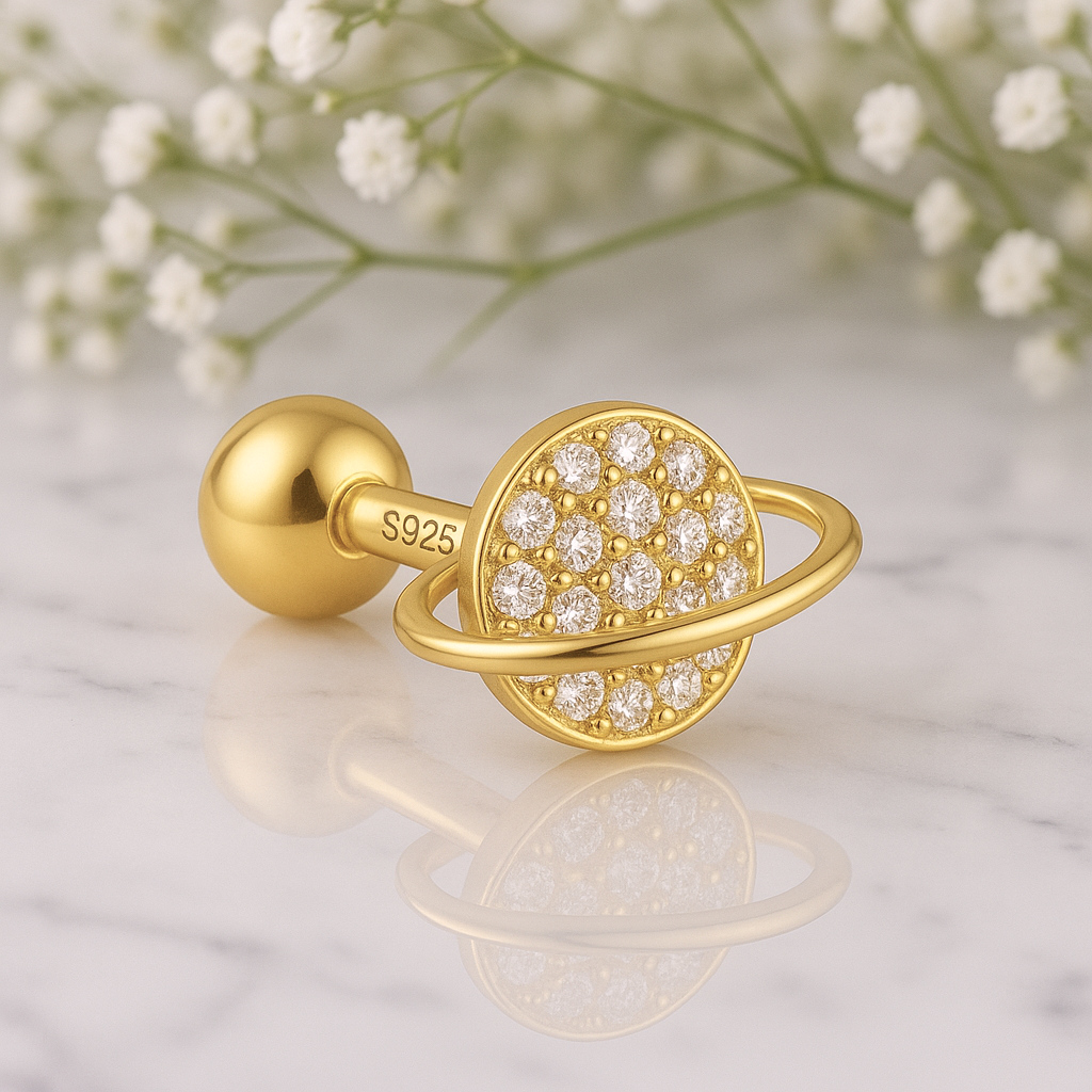 Pendiente Shiny Planet Oro