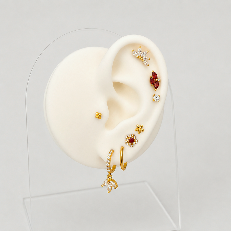 Orecchino Tabi Bianco Oro