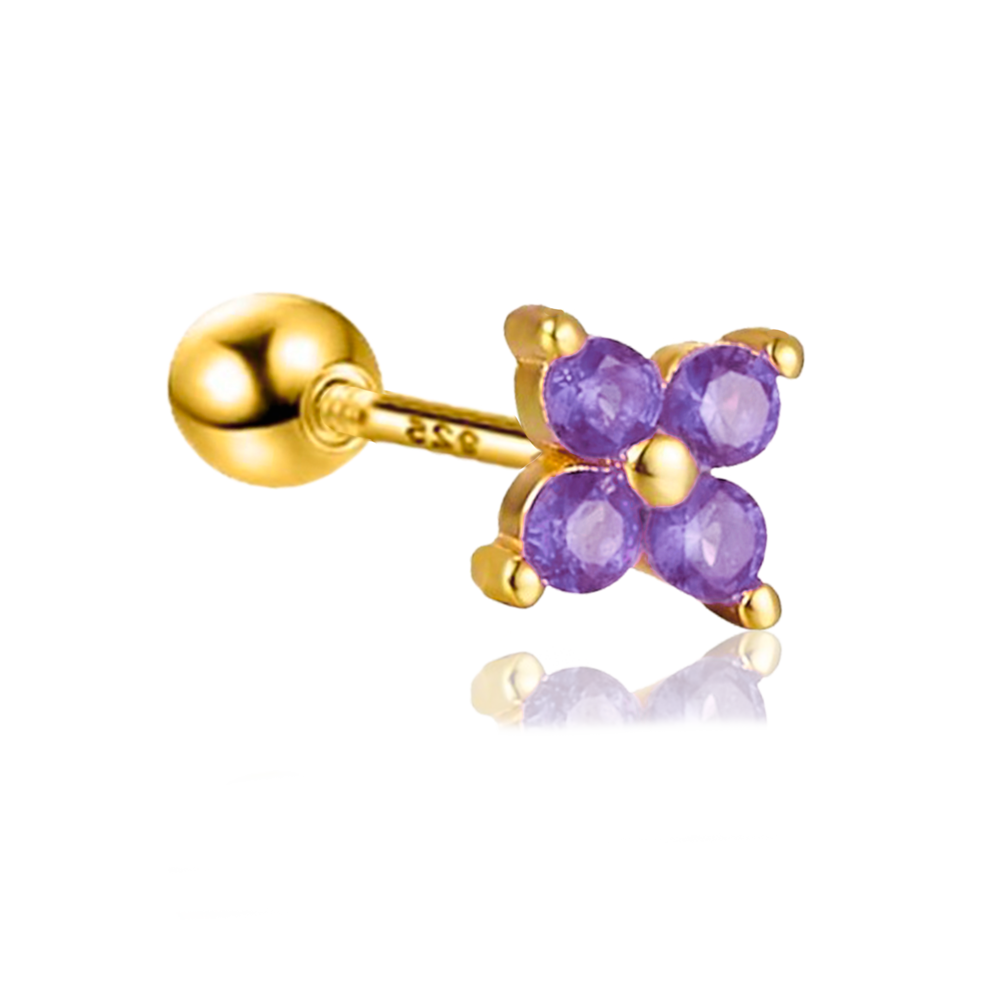 Pendiente Mini Flor Lila Oro