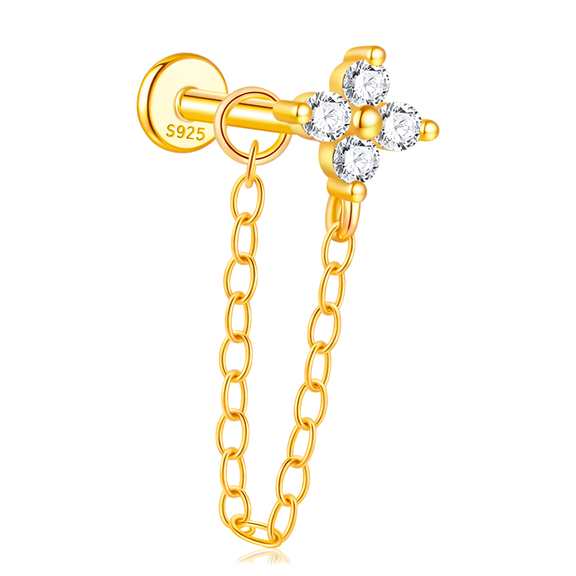 Pendiente Flor Cadena Oro