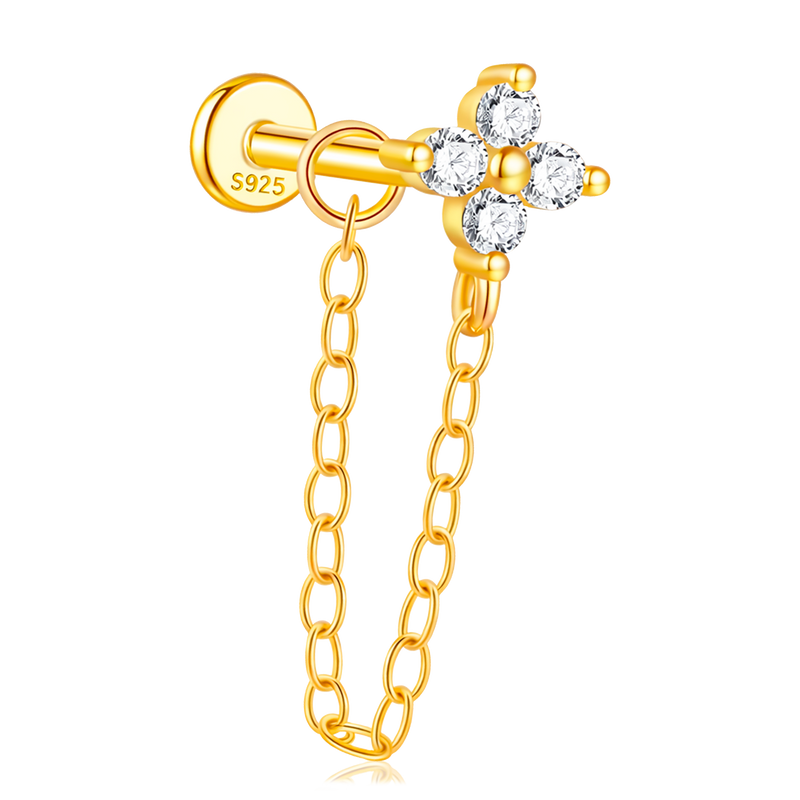 Pendiente Flor Cadena Oro