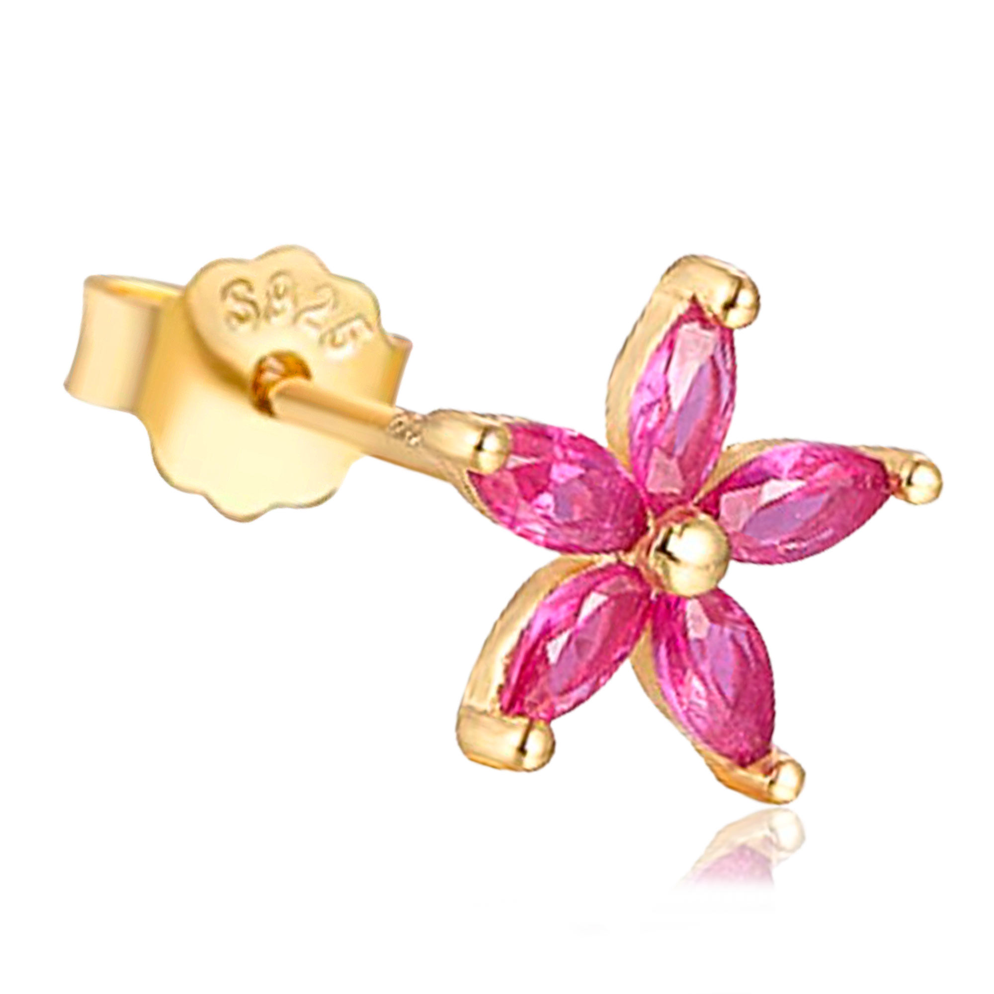 Pendiente Flor Rosa Oro