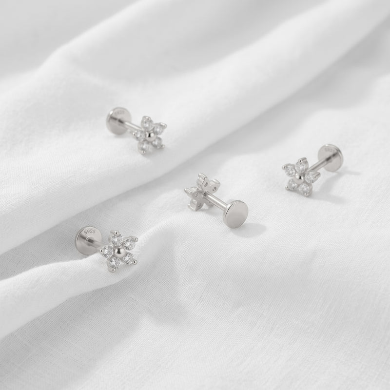 Pendiente White Daisy Plata