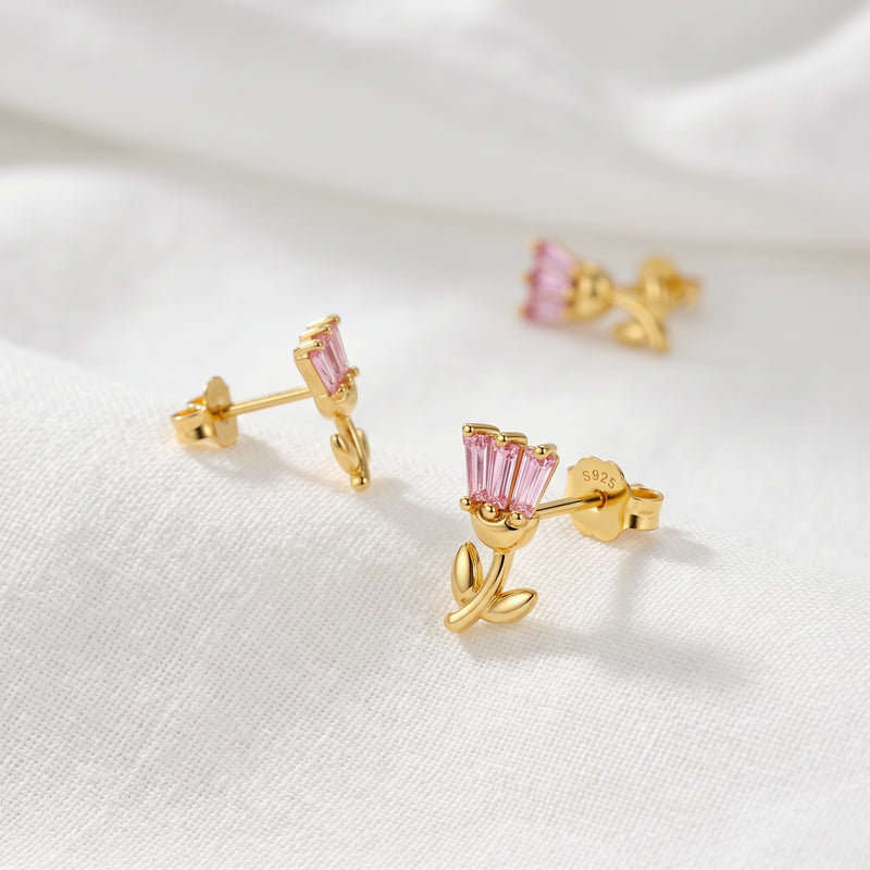 Pendiente Tulipán Rosa Oro