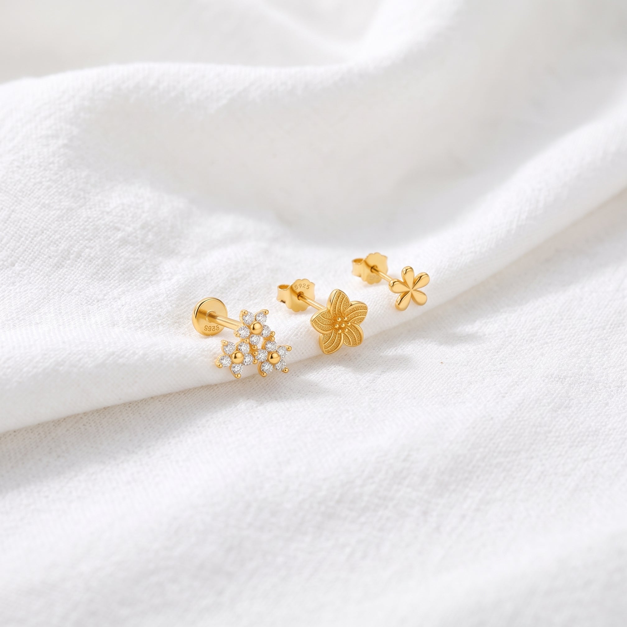 Set Bloom Oro · Plata de ley bañada en oro 18k