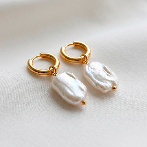 Aros Small Basic Perla Barroca Oro
