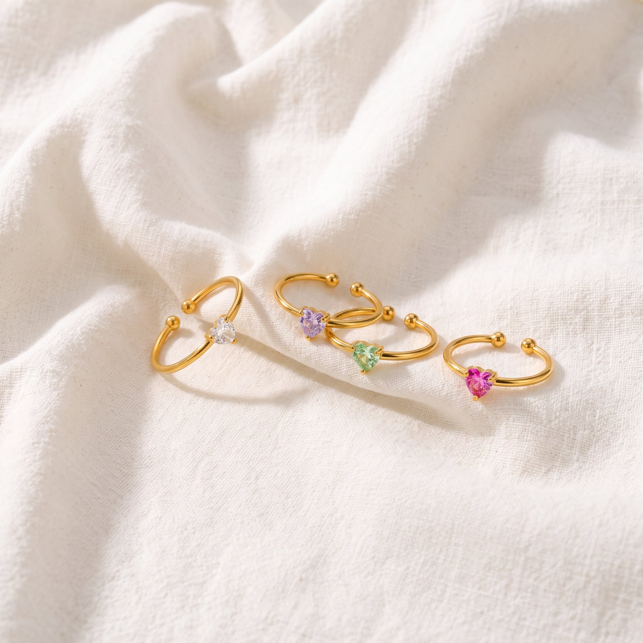 Anillo Mini Corazón Fucsia Oro
