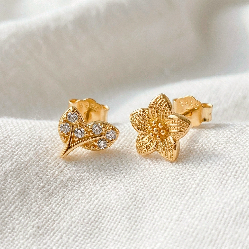 Pendiente Duo Leaf Oro