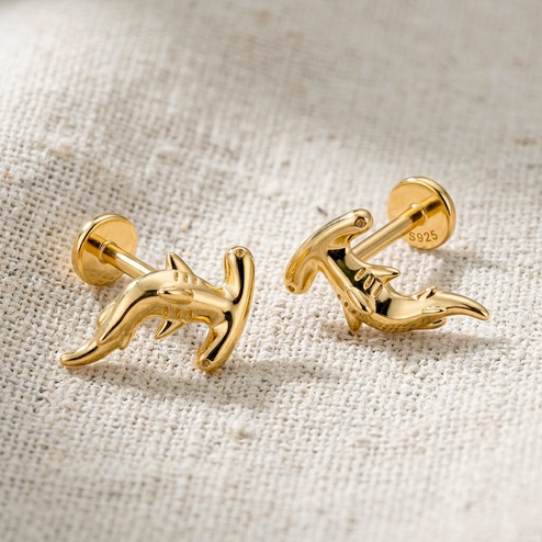 Pendiente Tiburón Martillo Oro