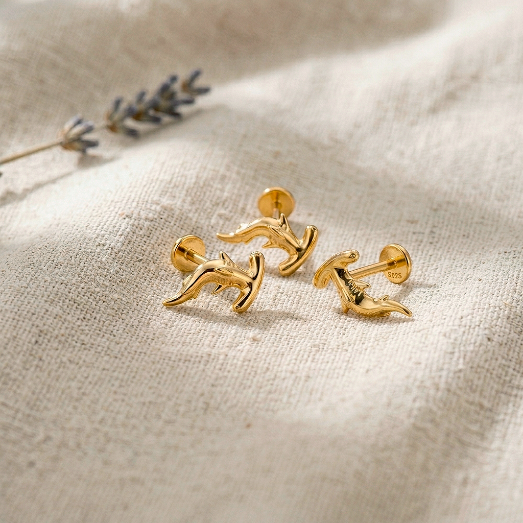 Pendiente Tiburón Martillo Oro