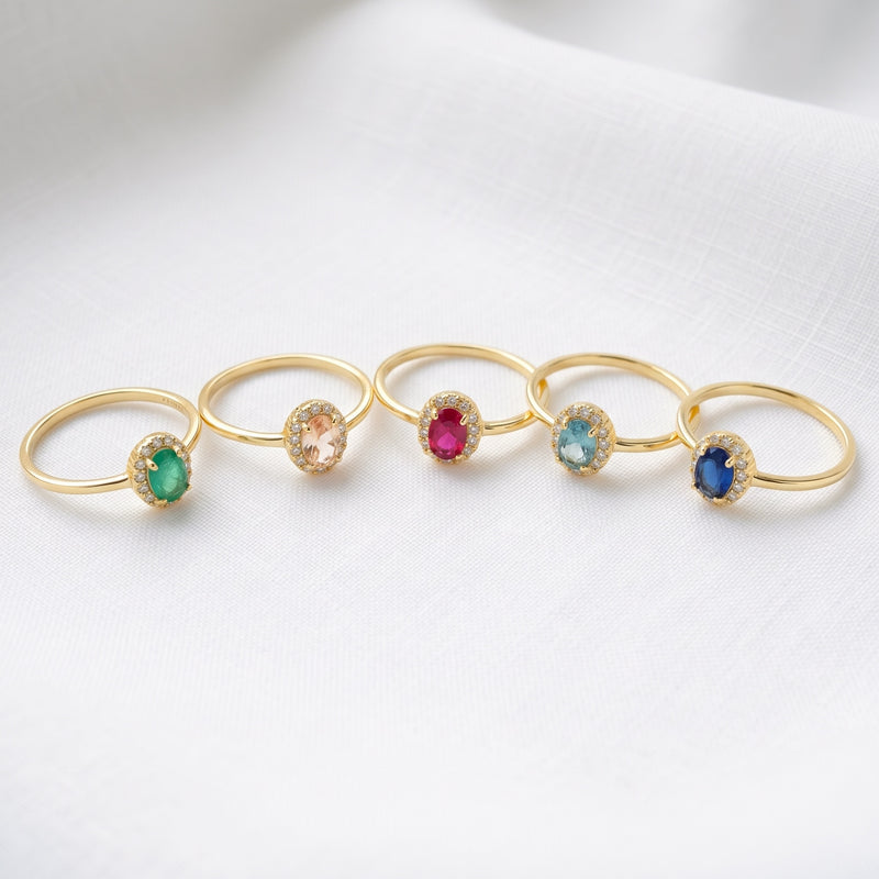Anillo Oval Green Mint Oro