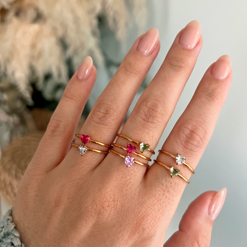 Anillo Mini Corazón Blanco Oro