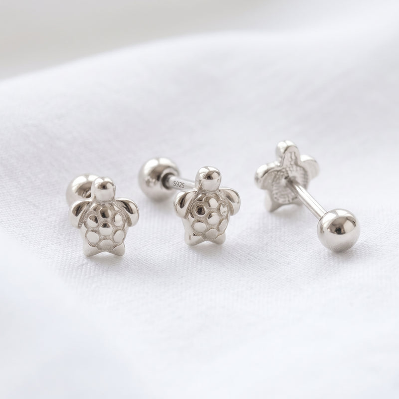 Pendiente Mini Tortuga Plata