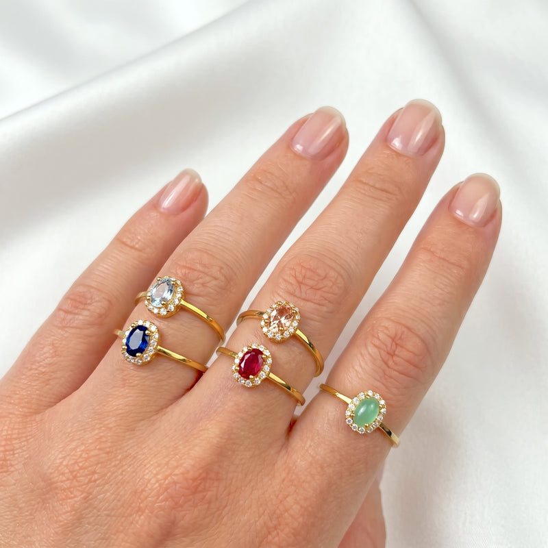Anillo Oval Green Mint Oro
