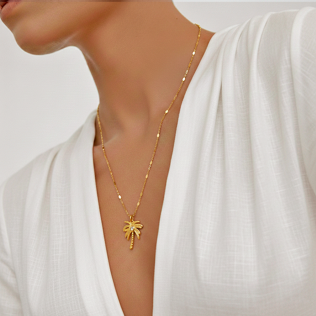 Collar Palmera Brillante Oro