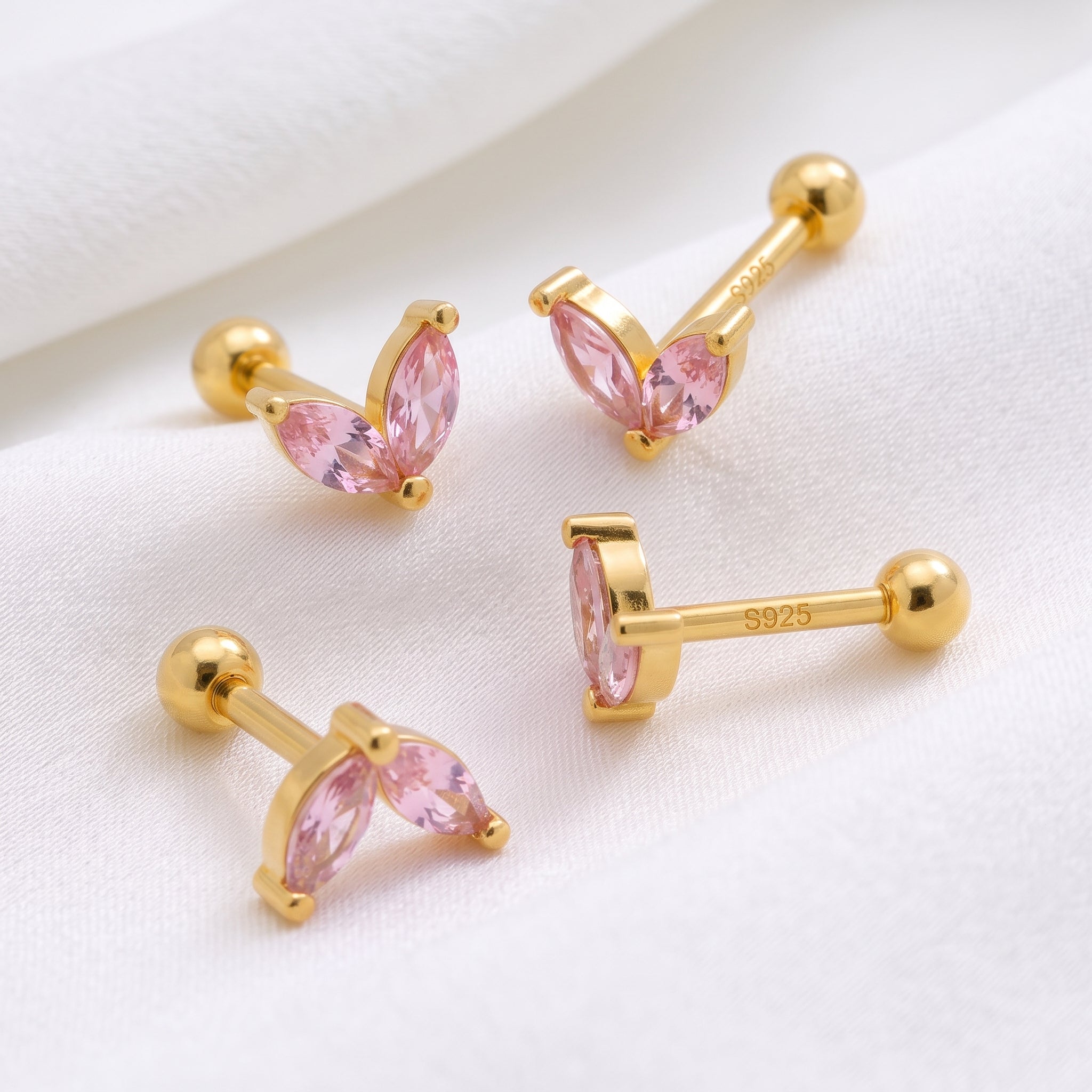Pendiente Blossom Rosa Claro Oro