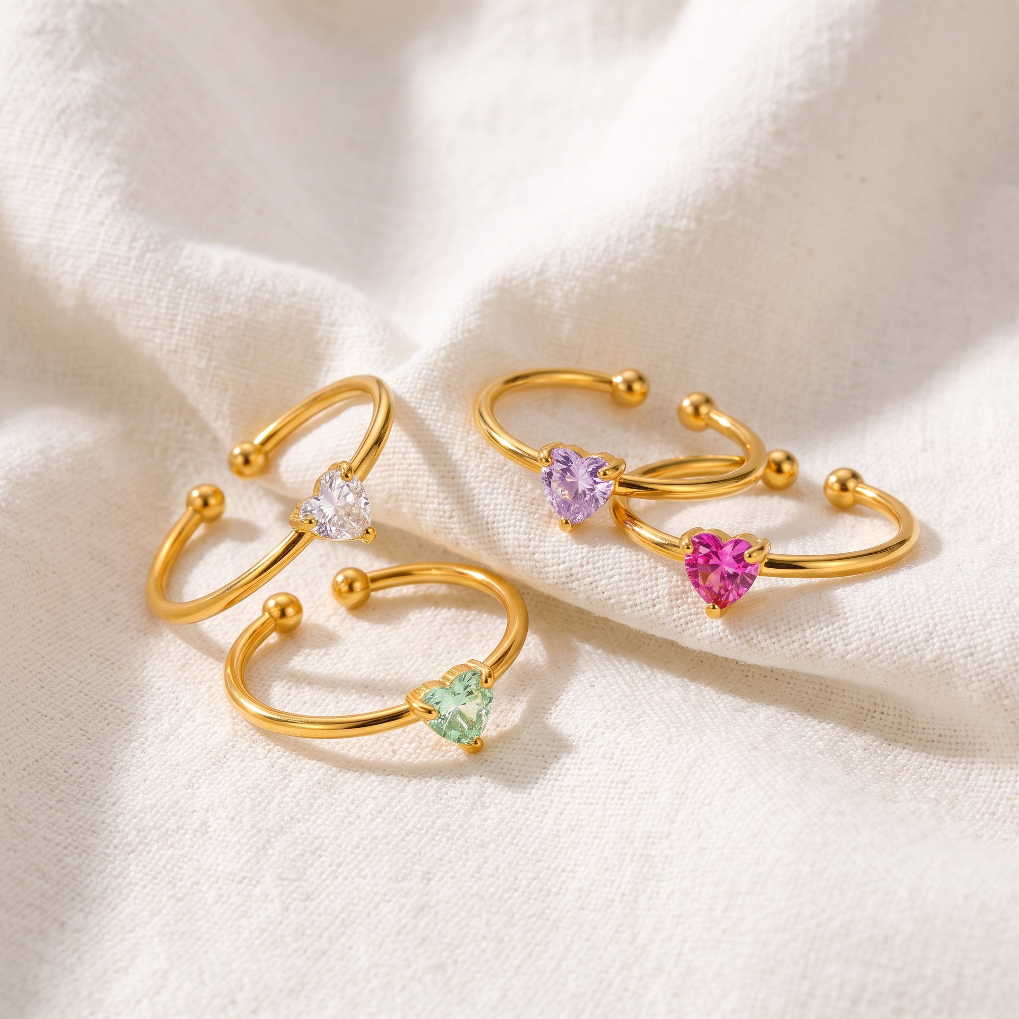 Anillo Mini Corazón Fucsia Oro