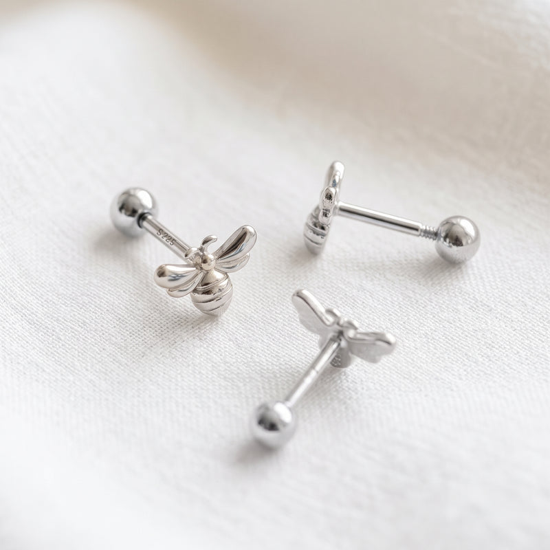 White Gold Butterfly Earring