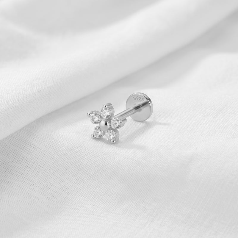 Pendiente White Daisy Plata