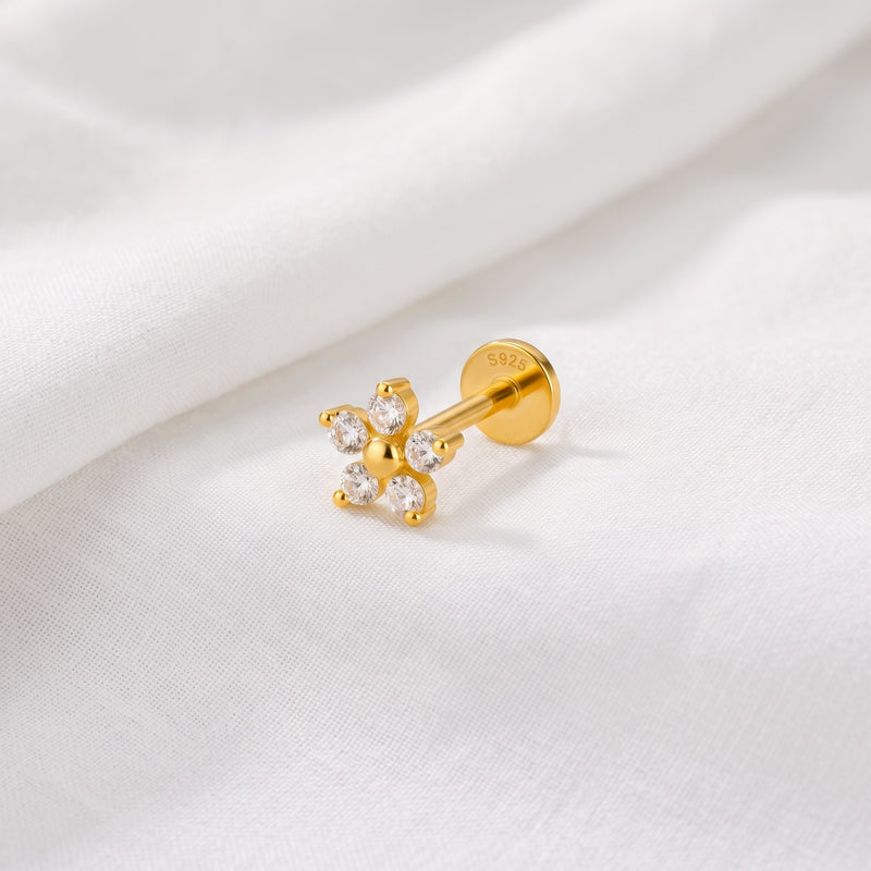 Pendiente White Daisy Oro