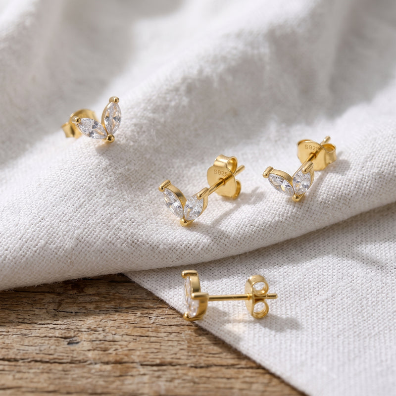Pendiente Blossom White Oro