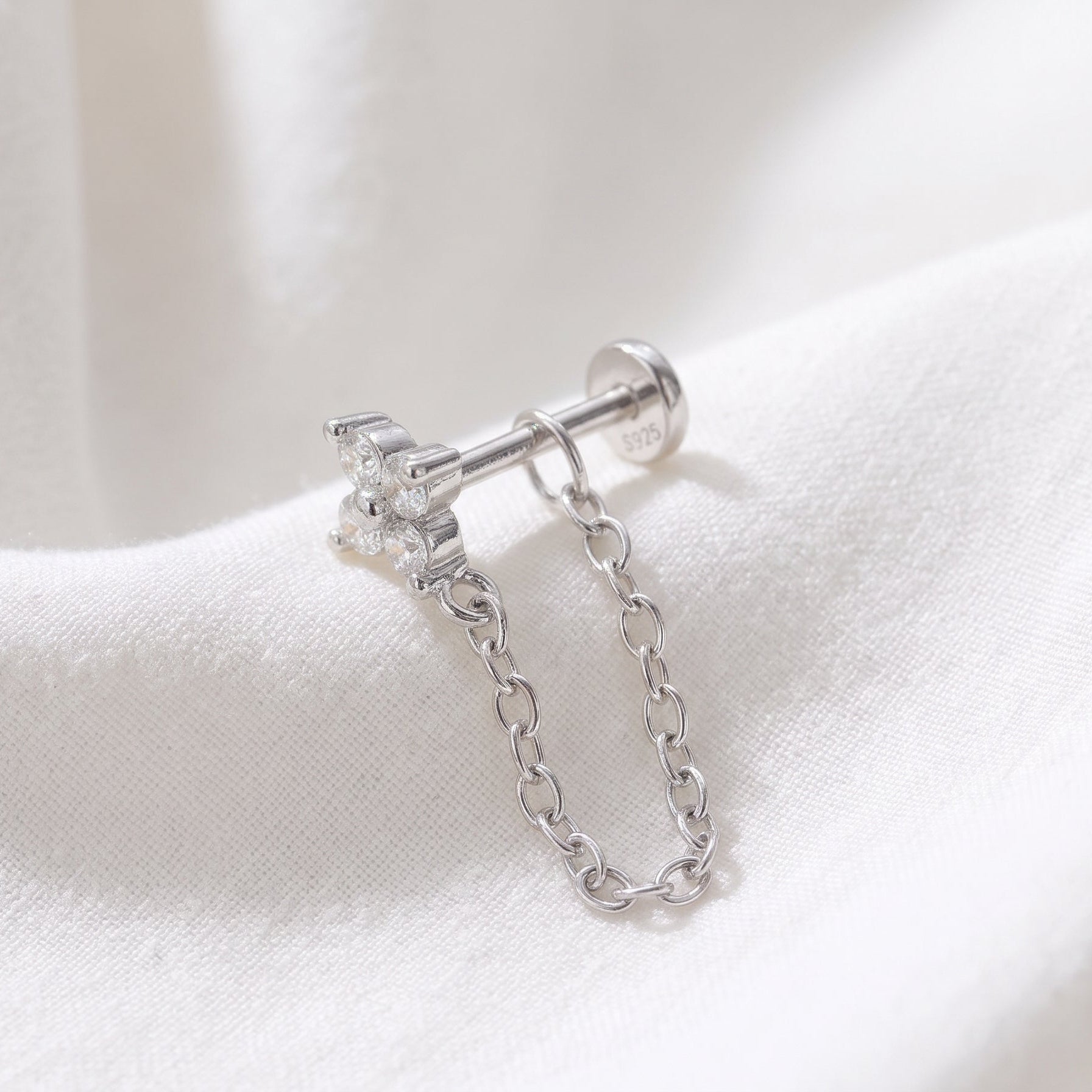 Pendiente Flor Cadena Plata