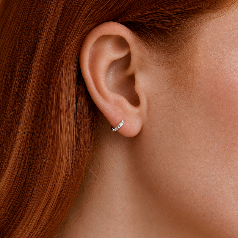 Mini White Gold Hoop - 7mm
