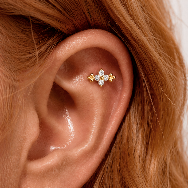 Pendiente Daisy Bolitas Oro