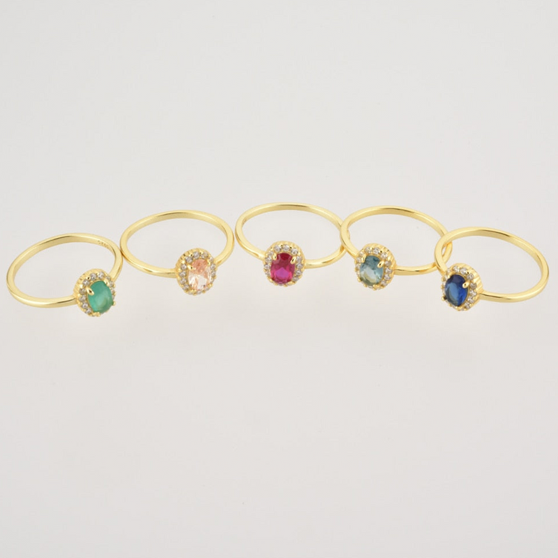 Anillo Oval Blue Oro