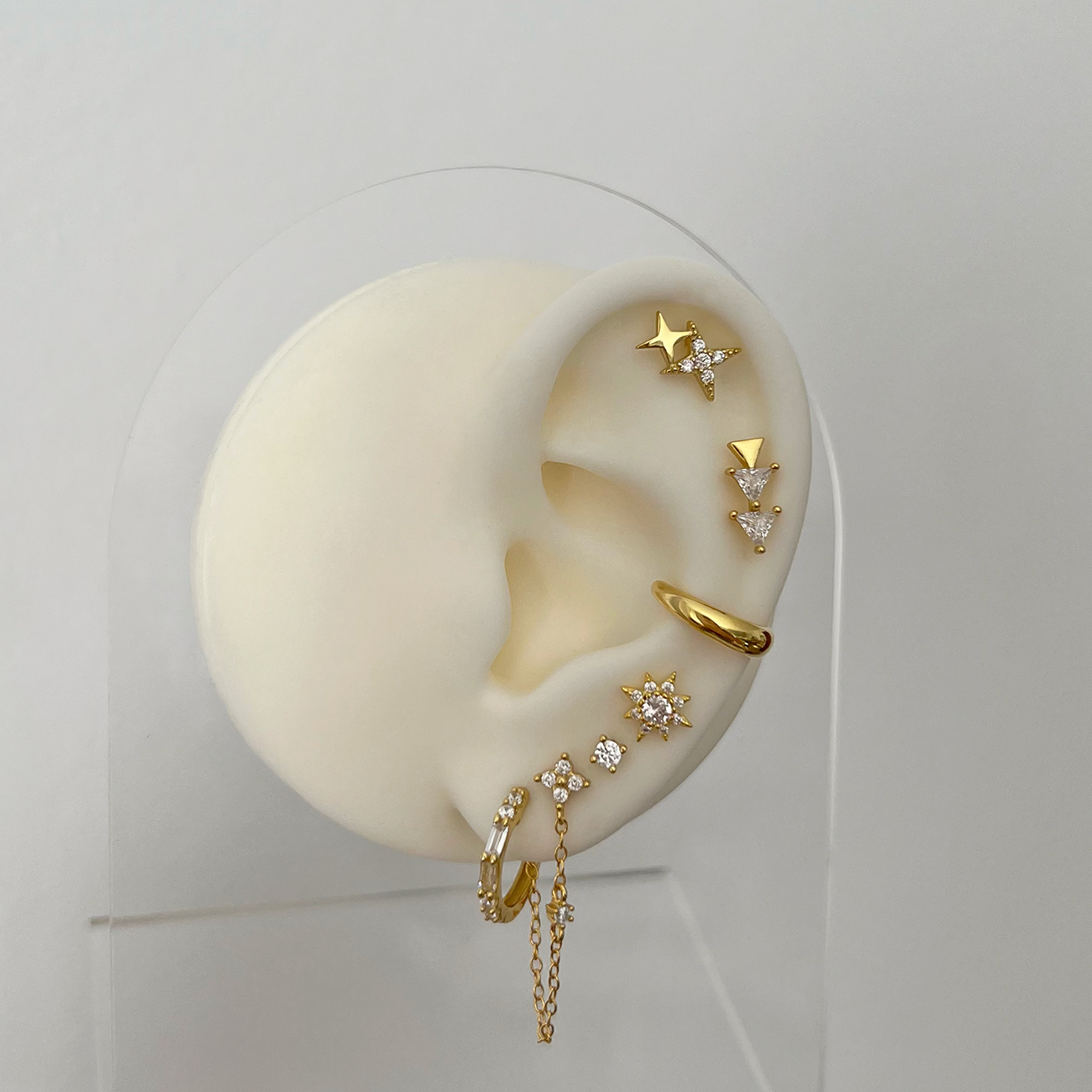 Pendiente Flor Cadenita Oro