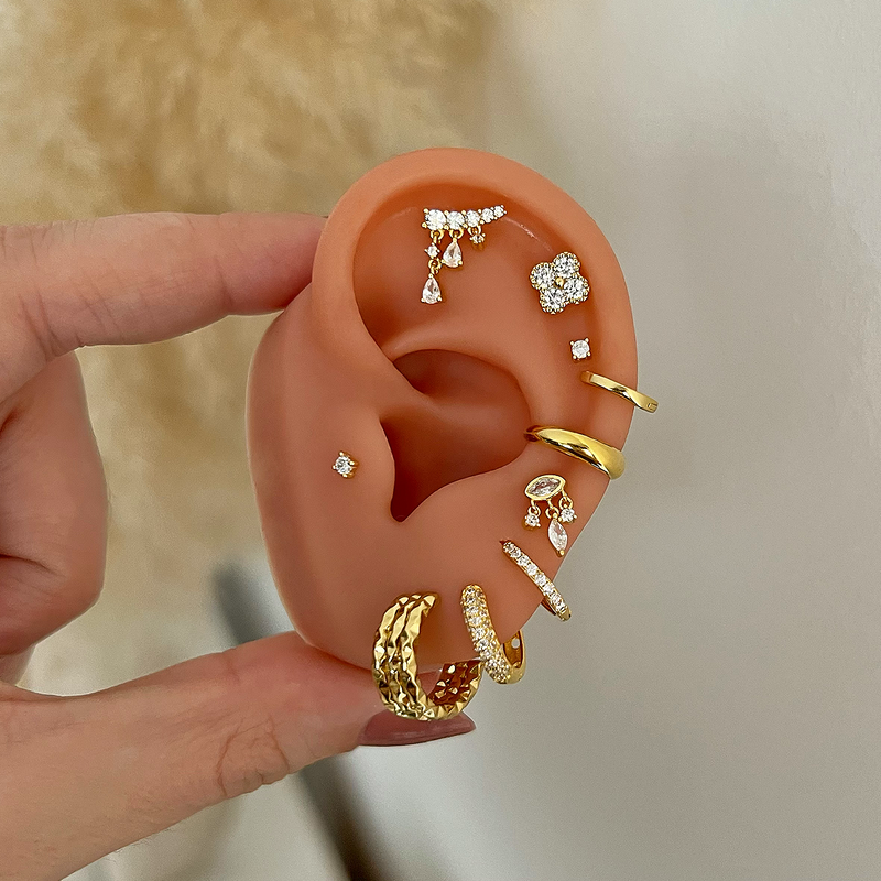 Pendientes Mini Cloris Blanco Oro