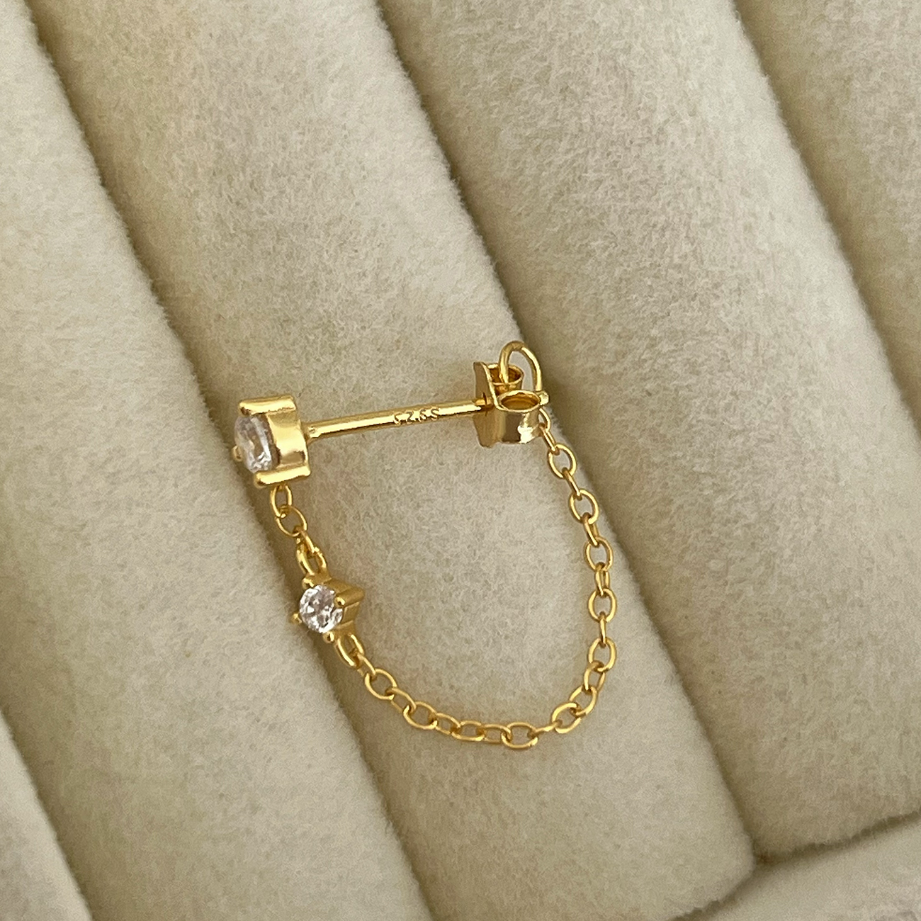 Pendiente Circonita Cadenita Oro