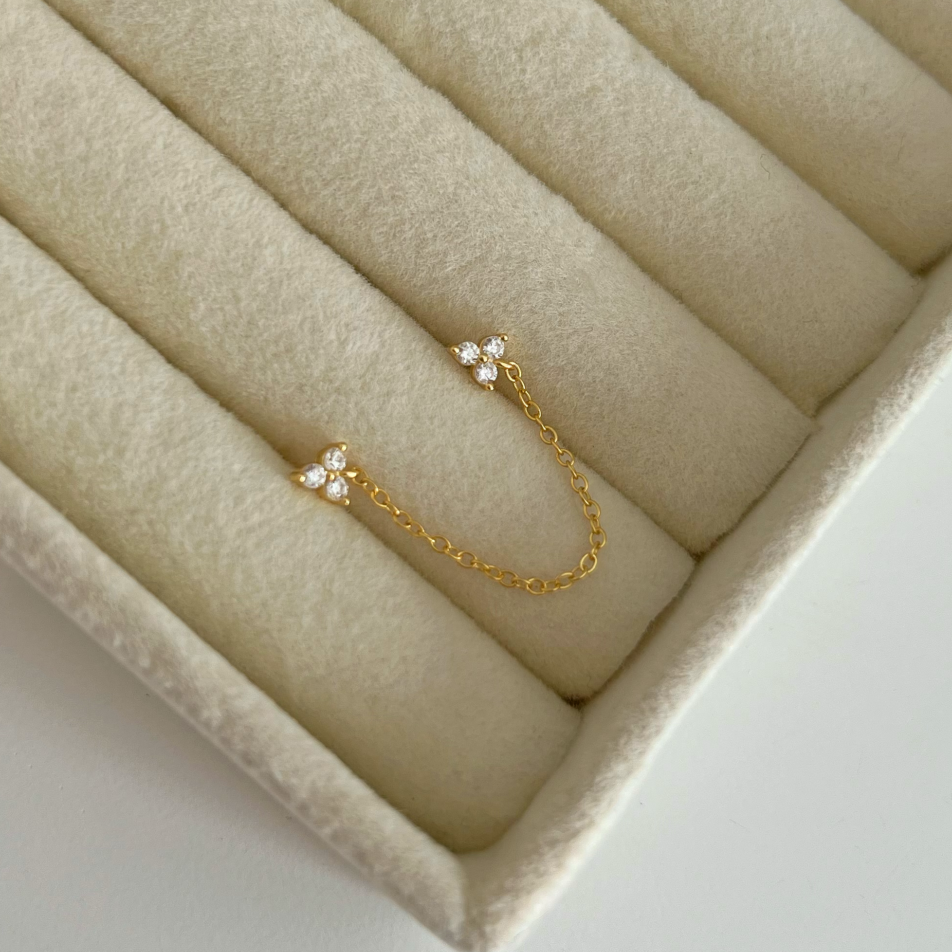 Pendiente Tréboles y Cadenita Oro