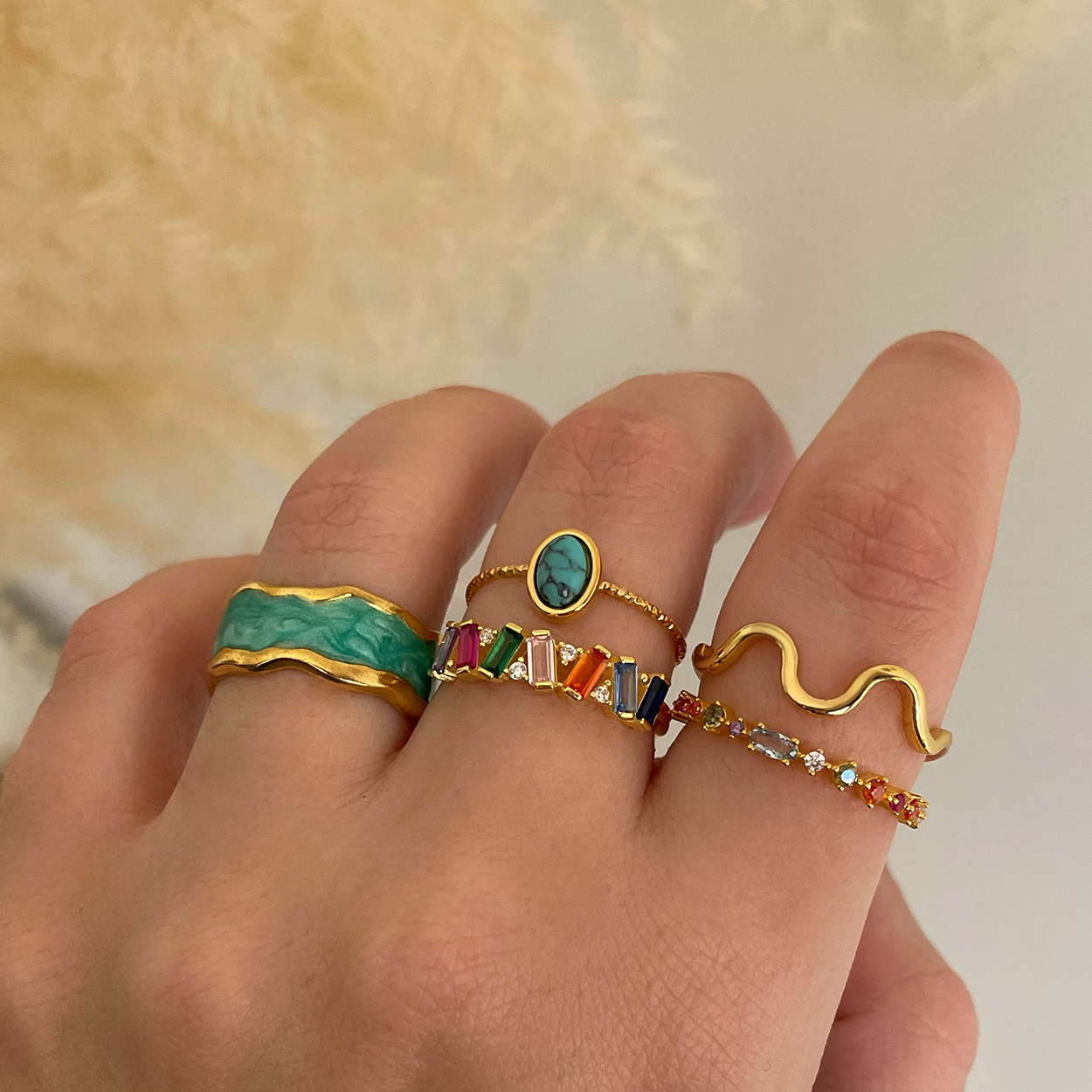 Anillo Oval Turquesa Oro