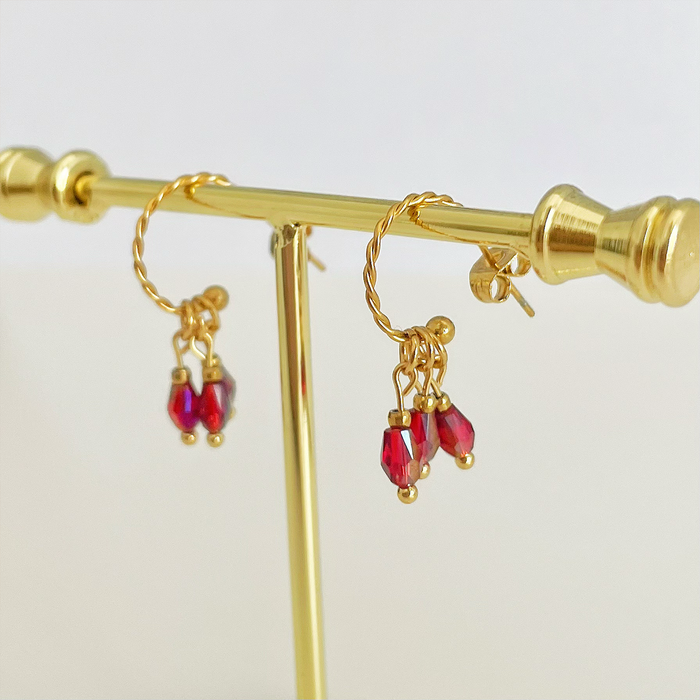 Aros Rubí Charms Oro
