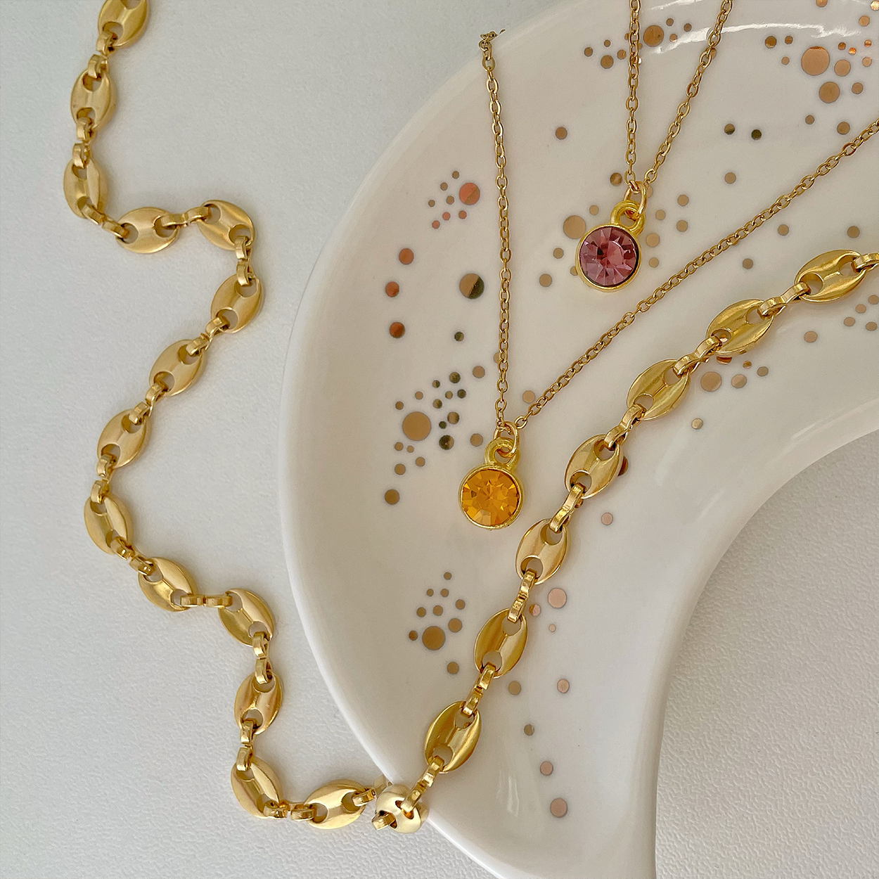 Collar Granos de Café Oro