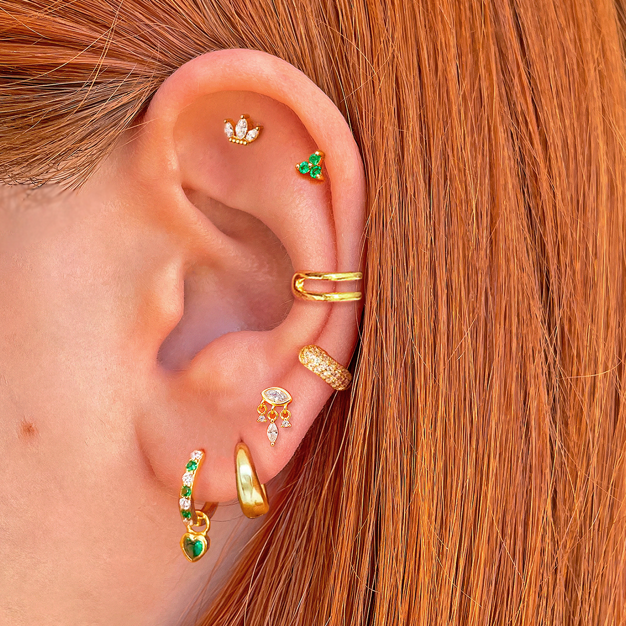 Aros Pop Love Verde Oro