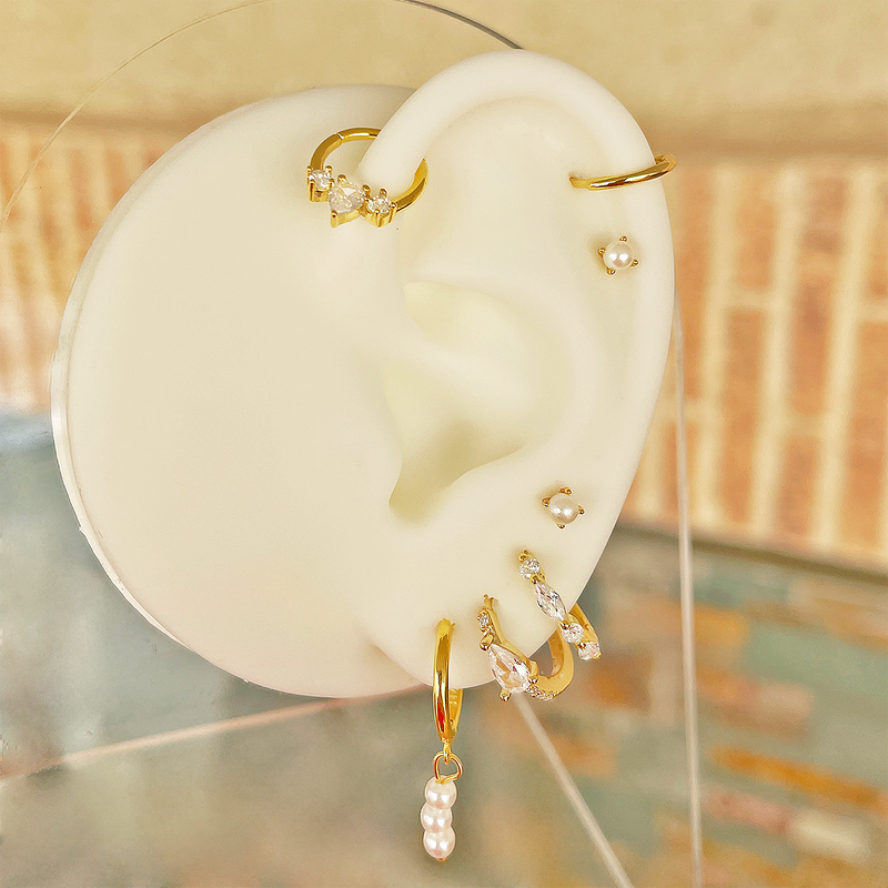 Aros Aubrey Blanco Oro