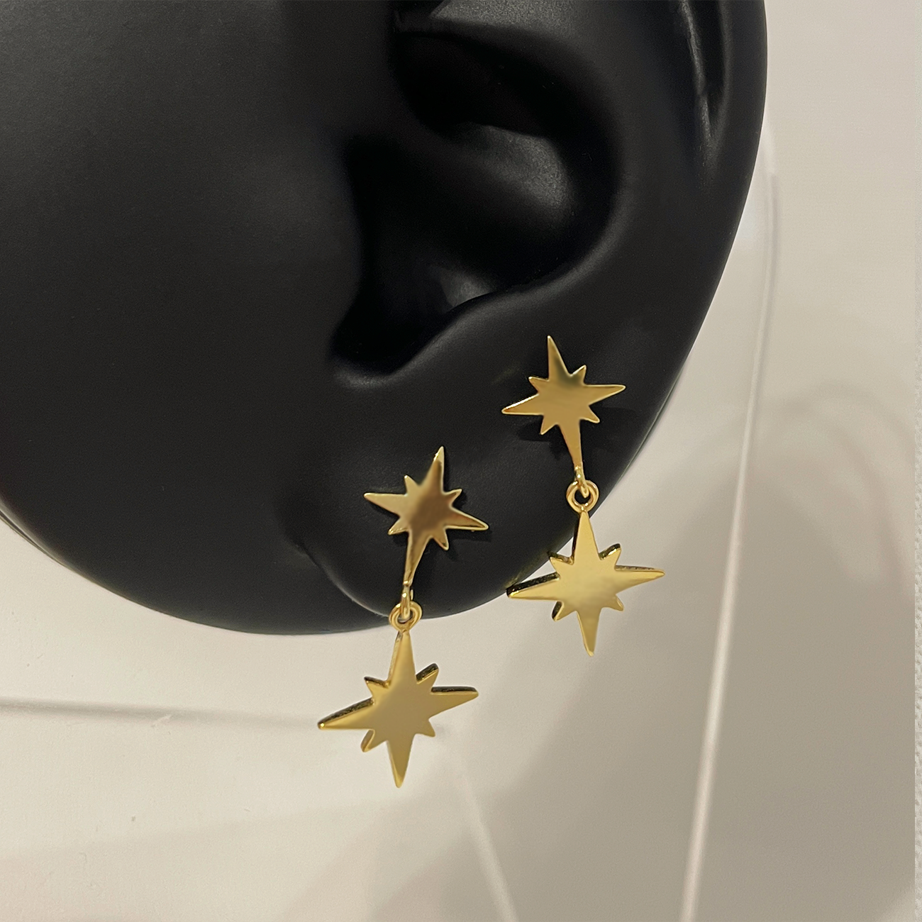 Pendientes Doble Estrella Oro