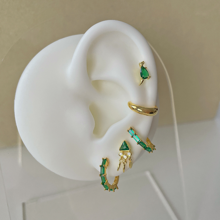 Pendiente Green Dino Oro