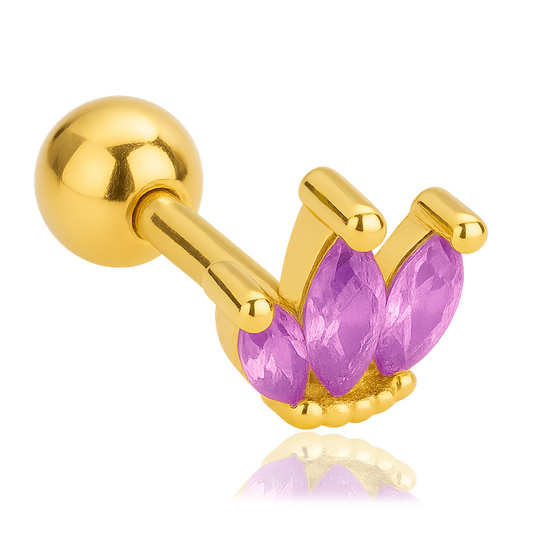 Pendiente Tulipán Lila Oro
