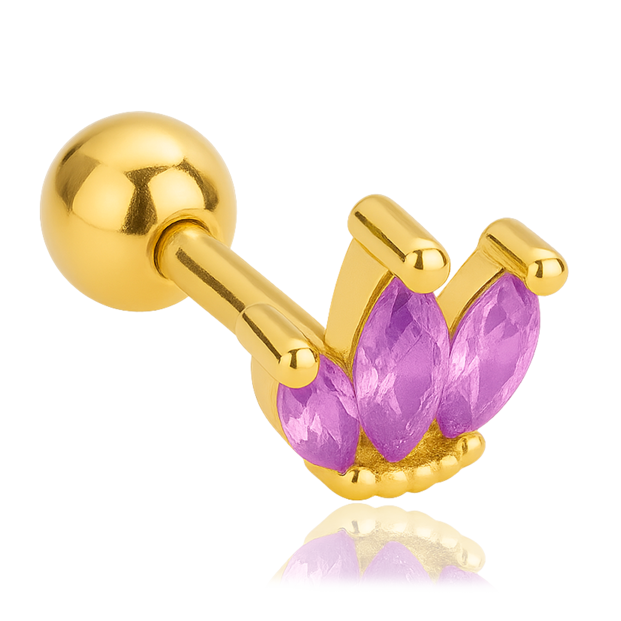 Pendiente Tulipán Lila Oro