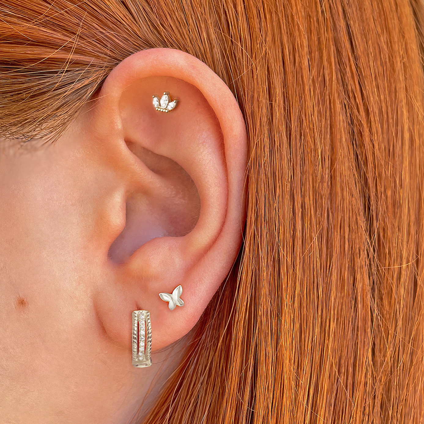 Aros Shiny Doble Curly Plata