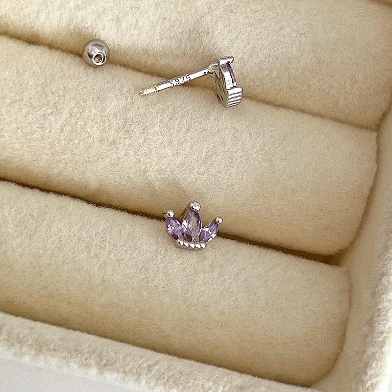 Pendiente Tulipán Lila Plata