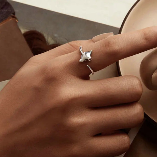 Anillo Manta Raya Plata