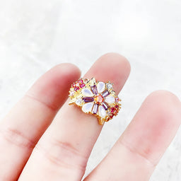 Anillo Flores de Colores Oro